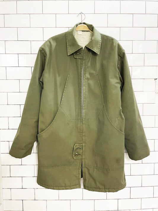 vintage surplus sherpa - lined hand - painted tiger army jacket | domtar | arctic - king - good market thrift store