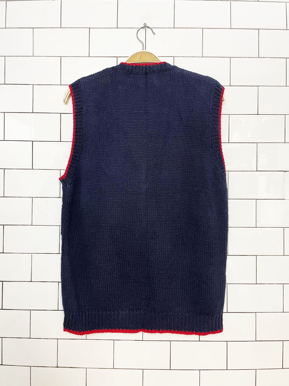 vintage northern isles ramie-blend hand-knit nautical vest