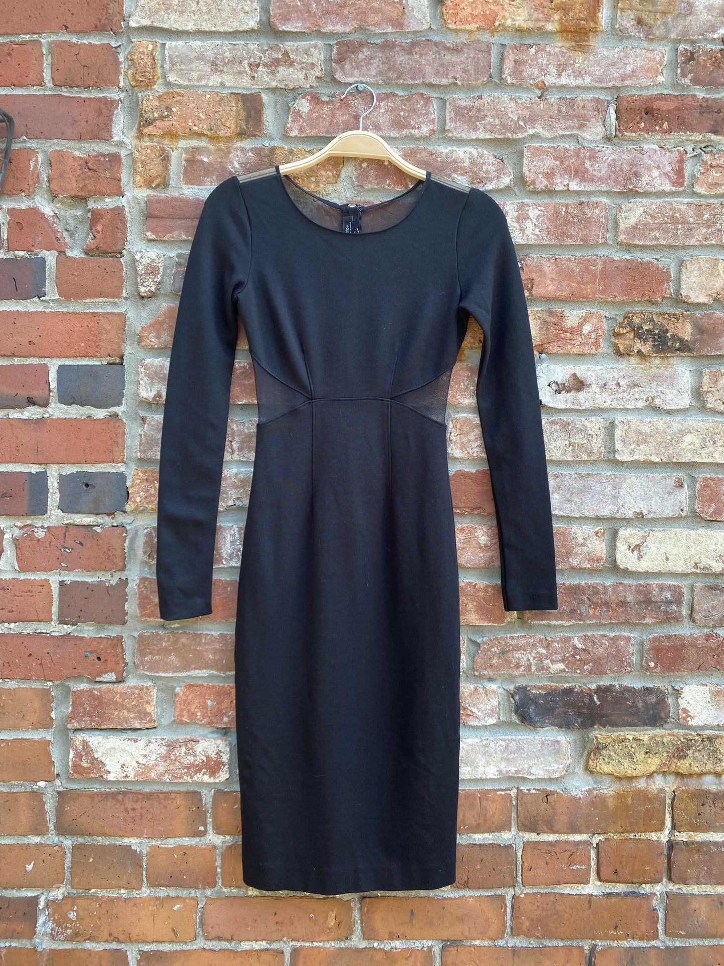 babaton fluoresce ls mesh panel dress