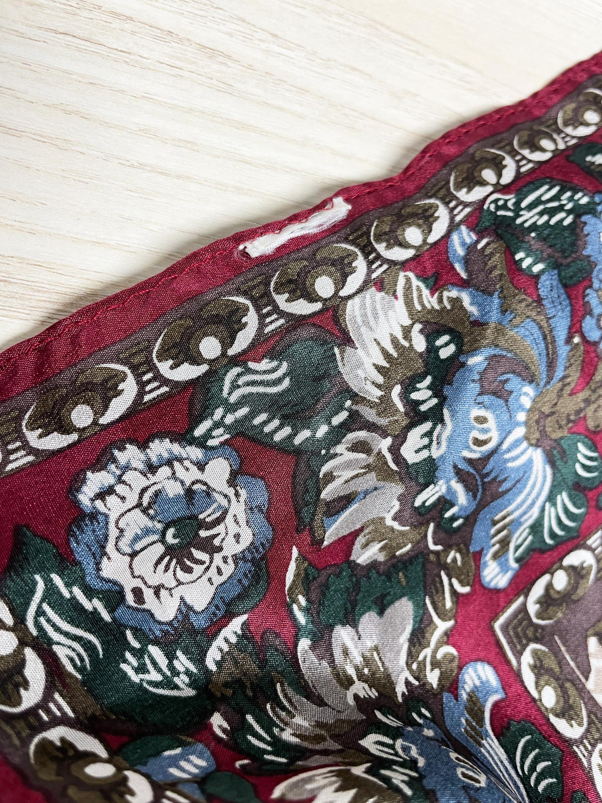 vintage 100% silk floral baroque xl square scarf