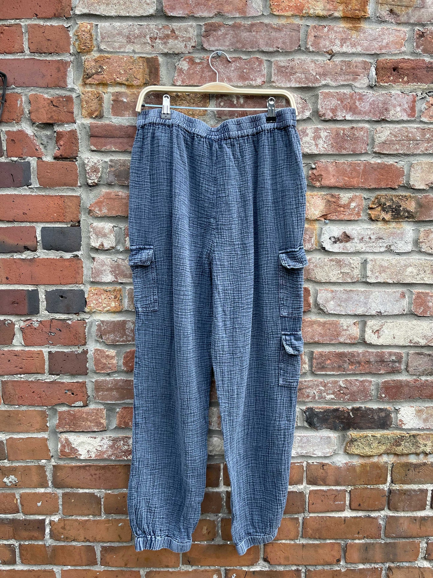 rd style gauze cotton cargo joggers