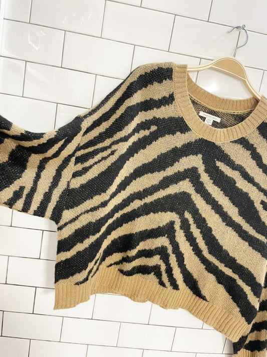 ae wool - blend boxy animal print sweater | american eagle - good market thrift store