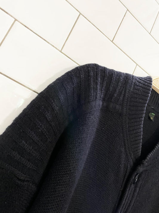 vintage wool - blend ribbed yoke cardigan sweater jacket - good market thrift store