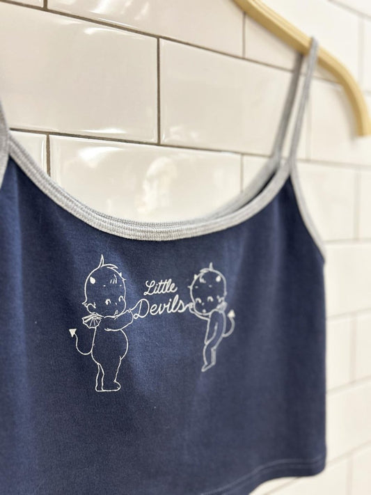 brandy melville little devils crop cotton tank top - good market thrift store