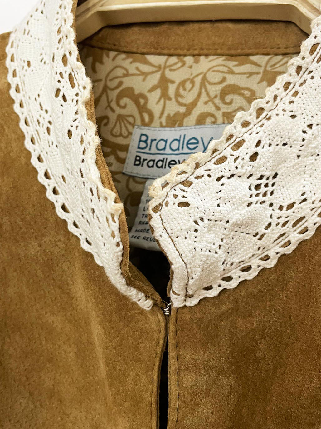 x2 vintage 00s bradley bayou suede crochet trim jacket + midi skirt | y2k