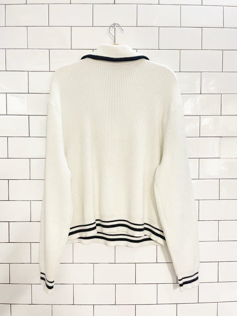 mango 1/2 zip striped cuff rib knit sweater - good market thrift store