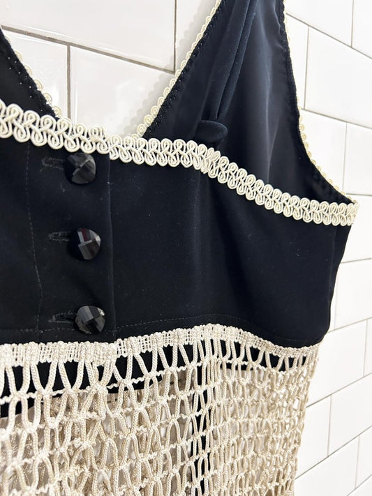 vintage crochet - mesh - fringe tank top - good market thrift store