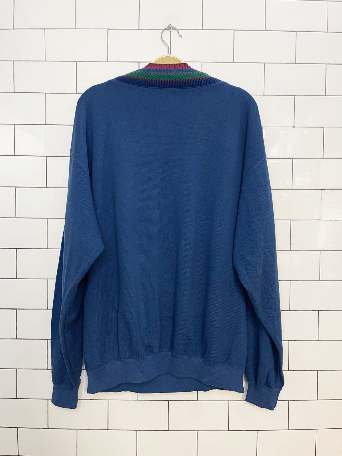 vintage kenneth roberts tennis prep v-neck pique long sleeve top