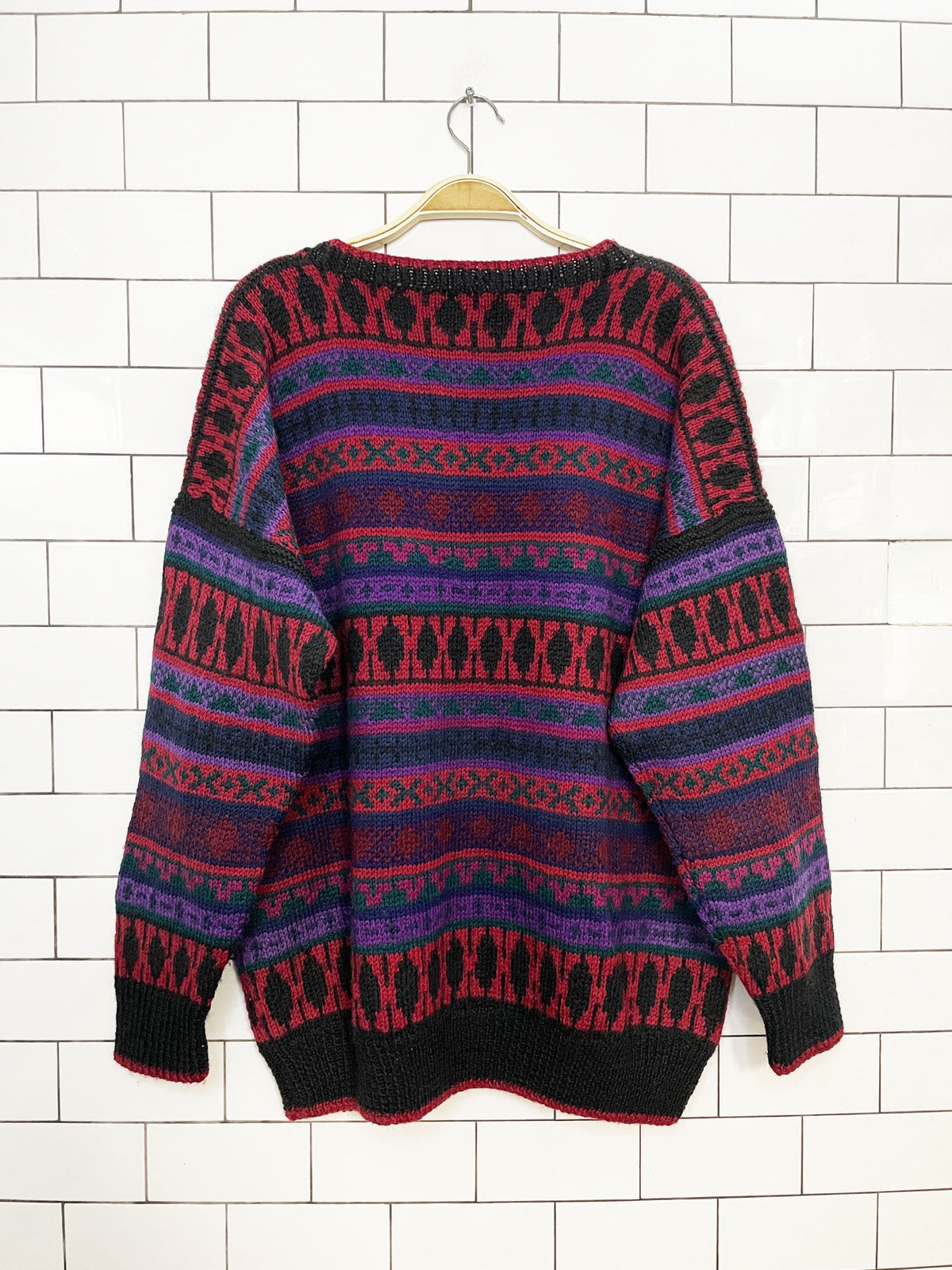 vintage polly hoad wool hand-knit oversized sweater