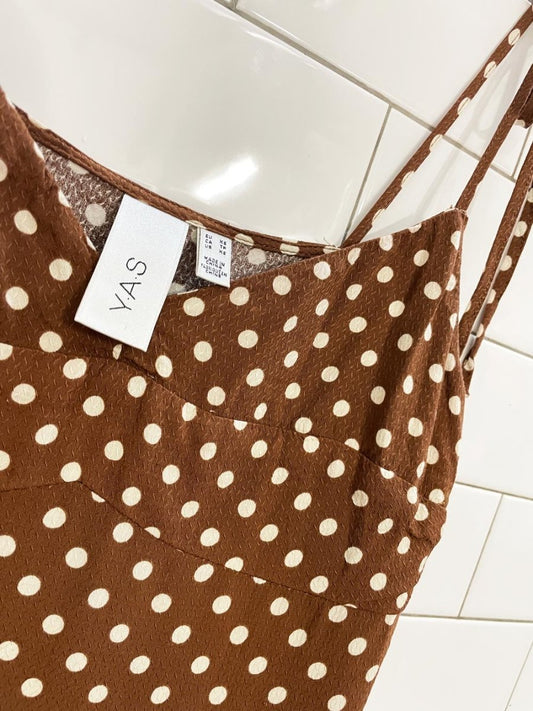 YAS polka dot front slit maxi dress - good market thrift store