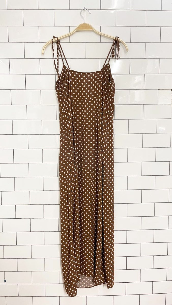 YAS polka dot front slit maxi dress - good market thrift store