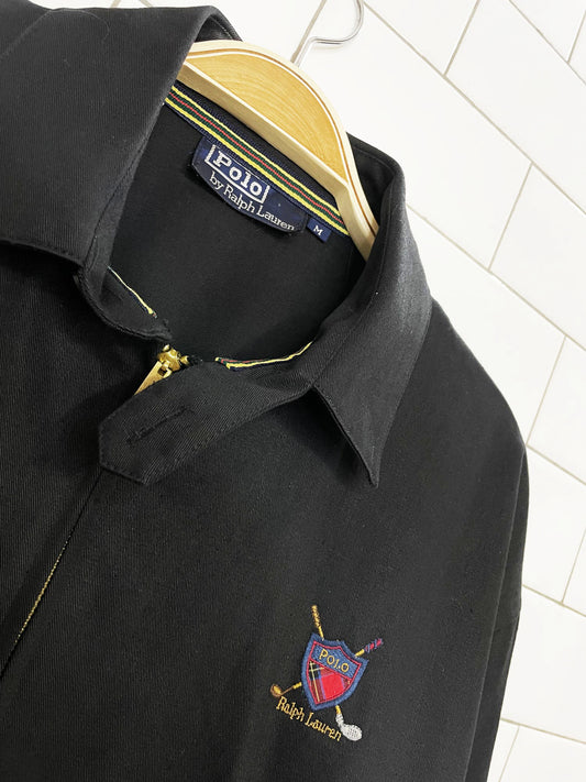 vintage 90s polo by ralph lauren golf crest full zip bomber jacket