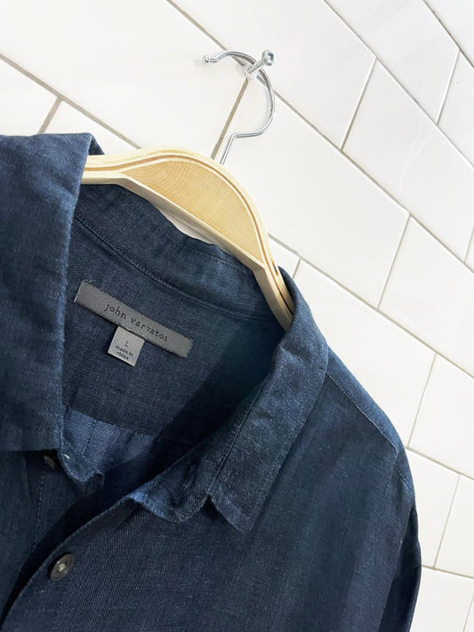 john varvatos linen - blend sateen shirt - good market thrift store