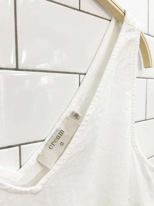 cream denmark linen - blend sleeveless top - good market thrift store