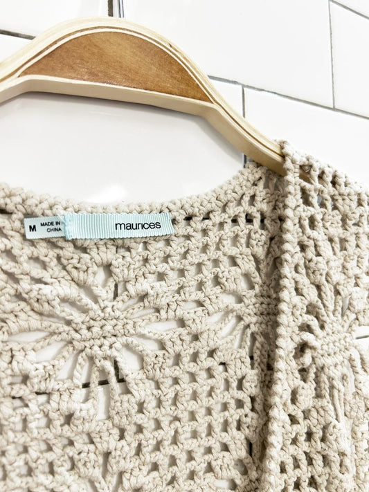 maurices boho crochet fringe vest - good market thrift store