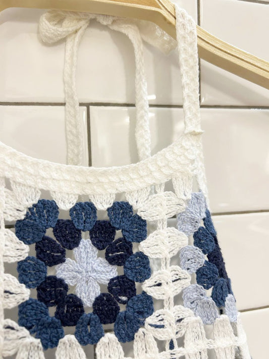 granny square crochet knit halter top - good market thrift store