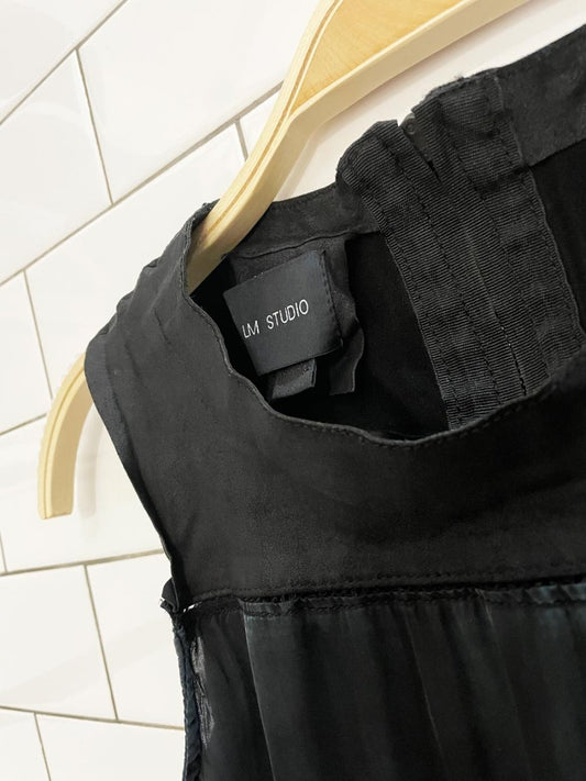 LM studio 100% silk tank with leather trim - good market thrift store