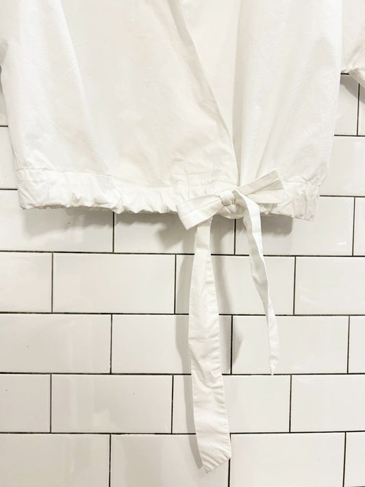 babaton orzana 100% cotton tie wrap crop blouse | aritzia - good market thrift store