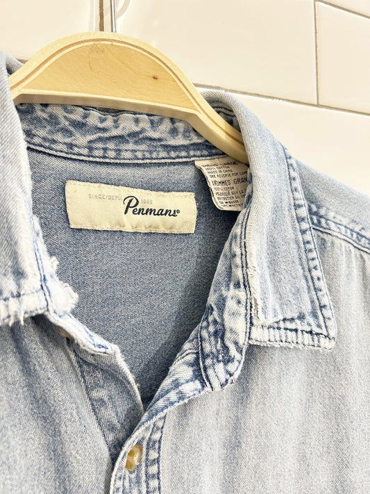 vintage 90s penmans long sleeve denim shirt - good market thrift store
