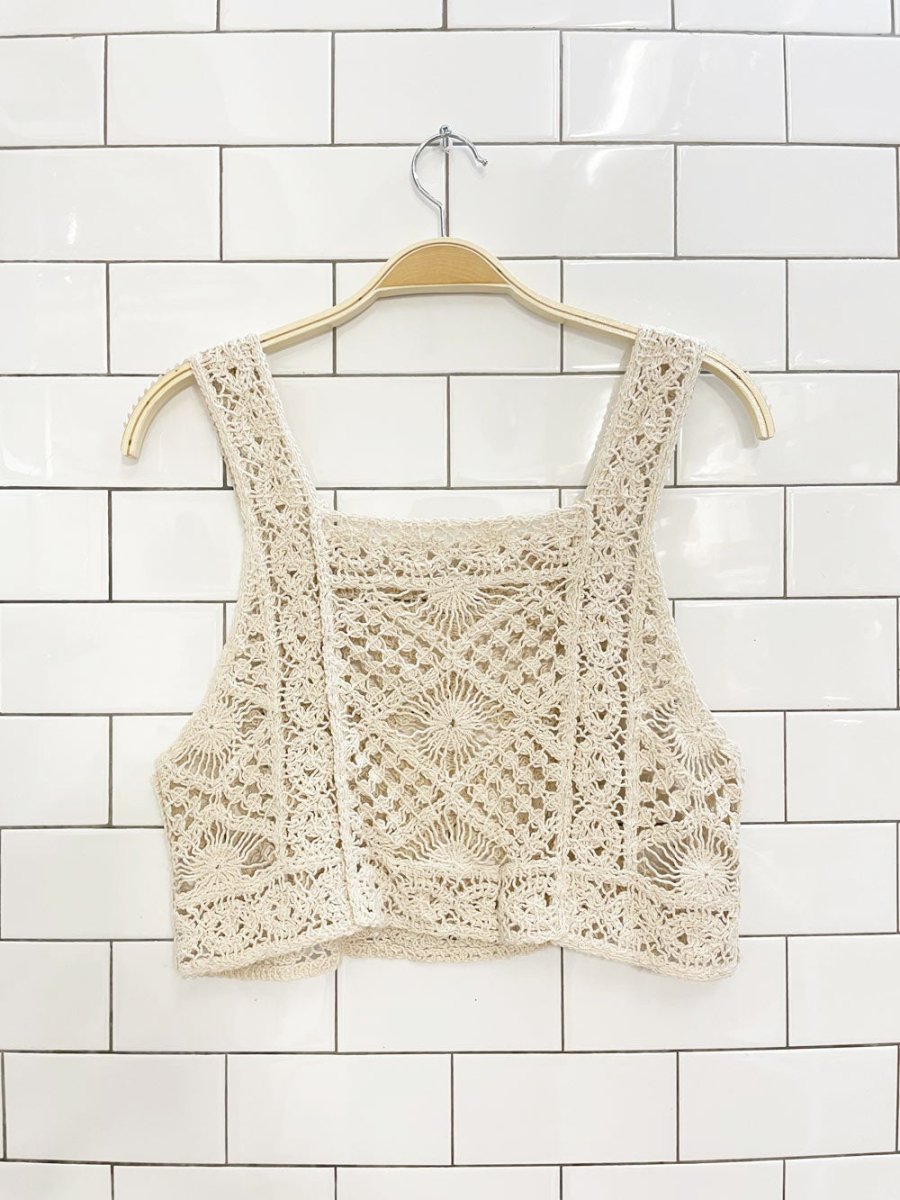 crochet square neck crop tank - good market thrift store