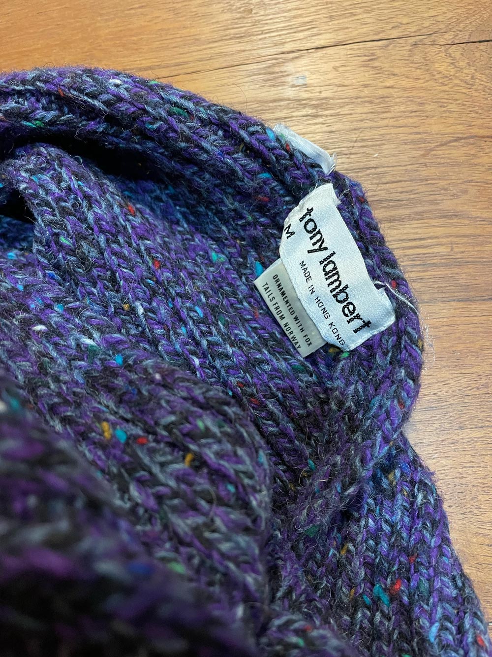 vintage tony lambert wool-blend fox trim scarf