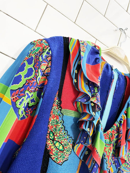 vintage wool balloon sleeve sweater with ruffle collar - good market thrift store