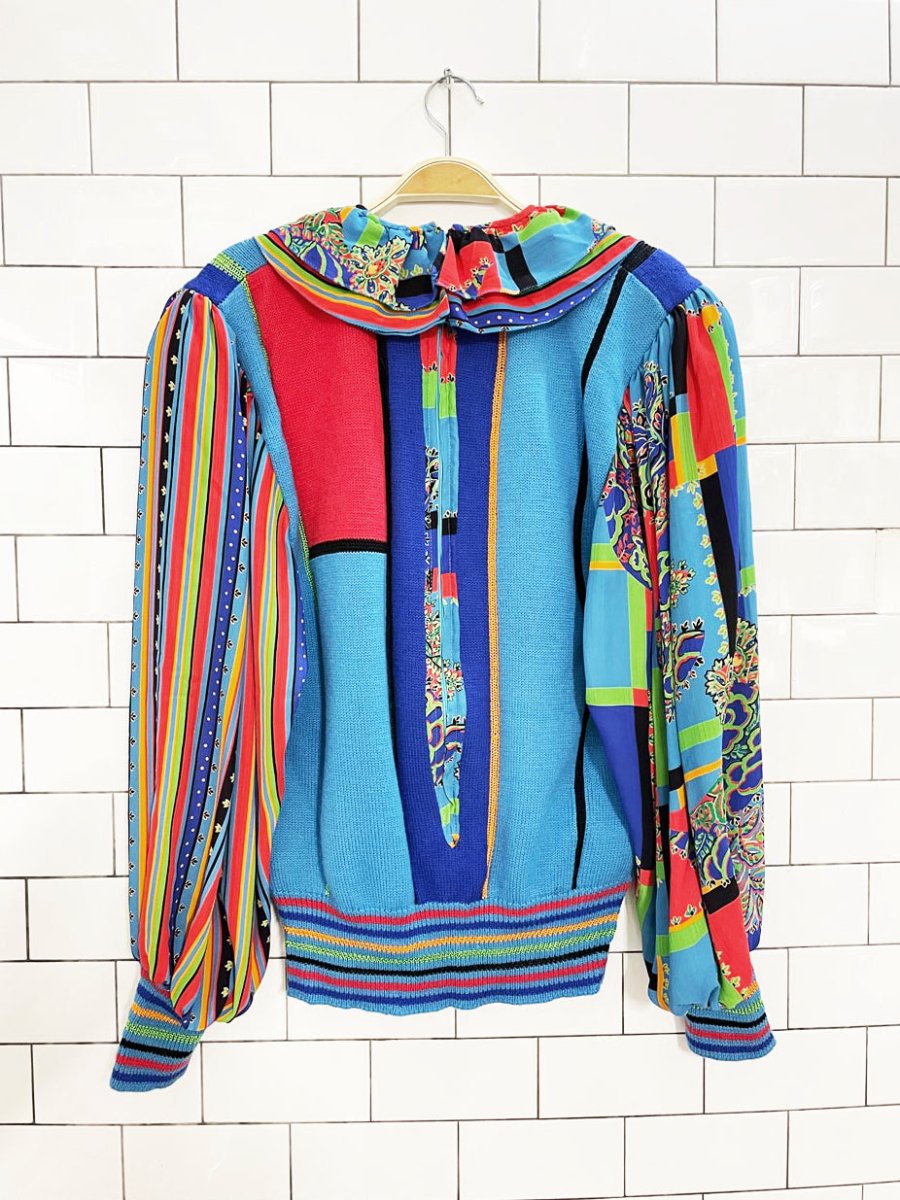 vintage wool balloon sleeve sweater with ruffle collar - good market thrift store