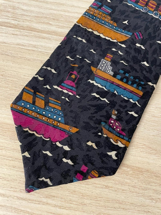 vintage pierre cardin paris boats silk tie - good market thrift store