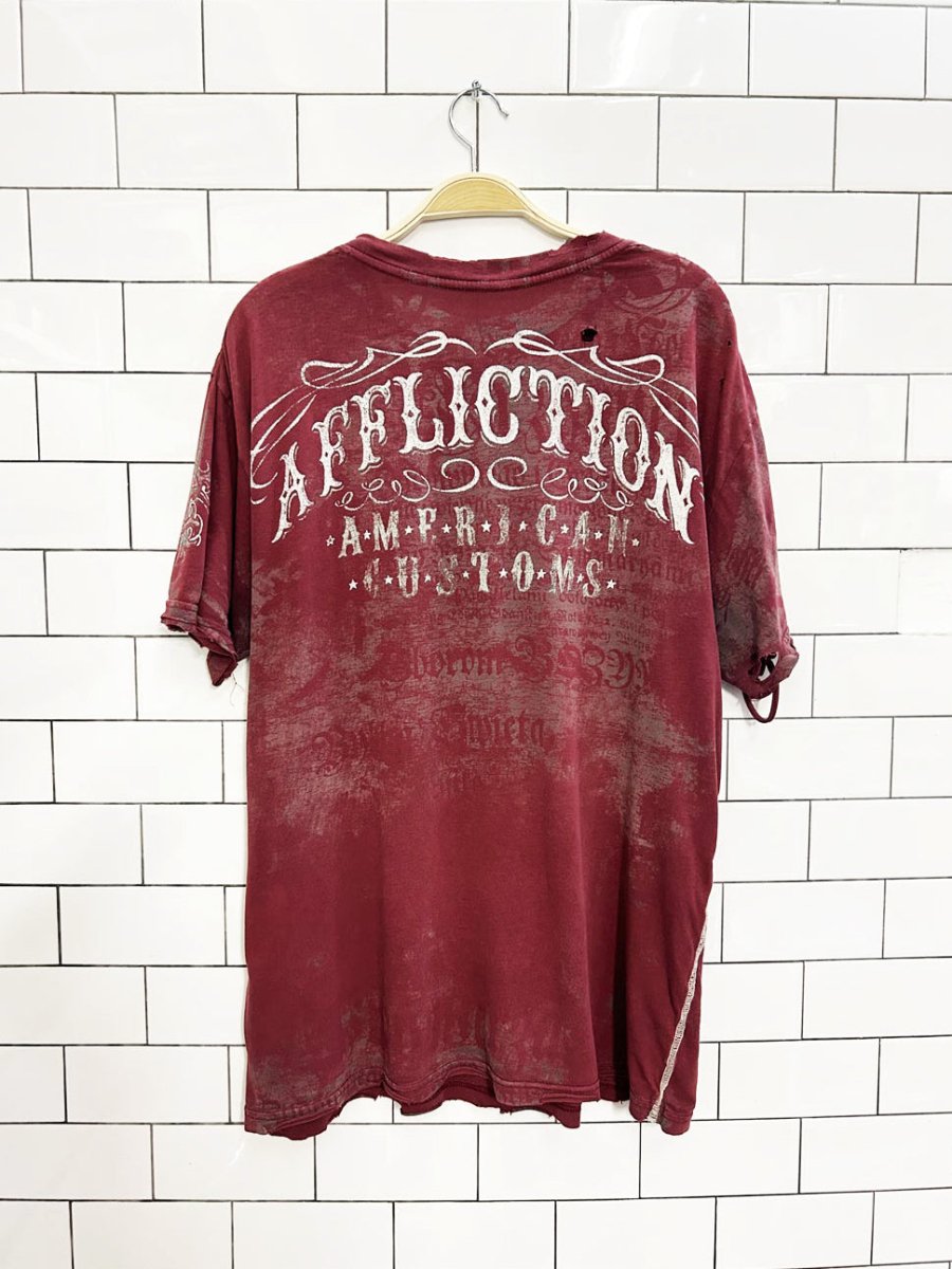 y2k affliction live fast ac distressed tee - good market thrift store