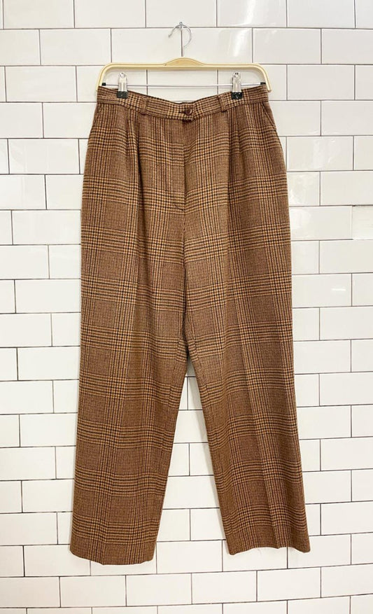 vintage oui petites wool - blend houndstooth trouser - good market thrift store