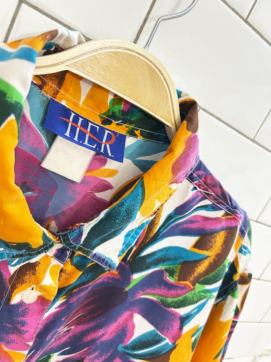 vintage 90s HER 100% silk floral blouse - good market thrift store