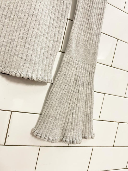 paige iona cotton - silk ribbed flare sleeve knit top - good market thrift store