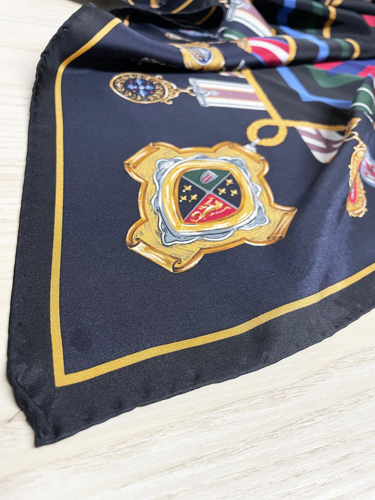 vintage 90s talbots 100% silk medallions xl square scarf