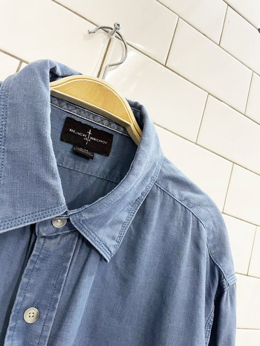 black brown 100% linen shirt - good market thrift store