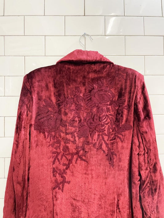 vintage april cornell embroidered velvet duster jacket - good market thrift store