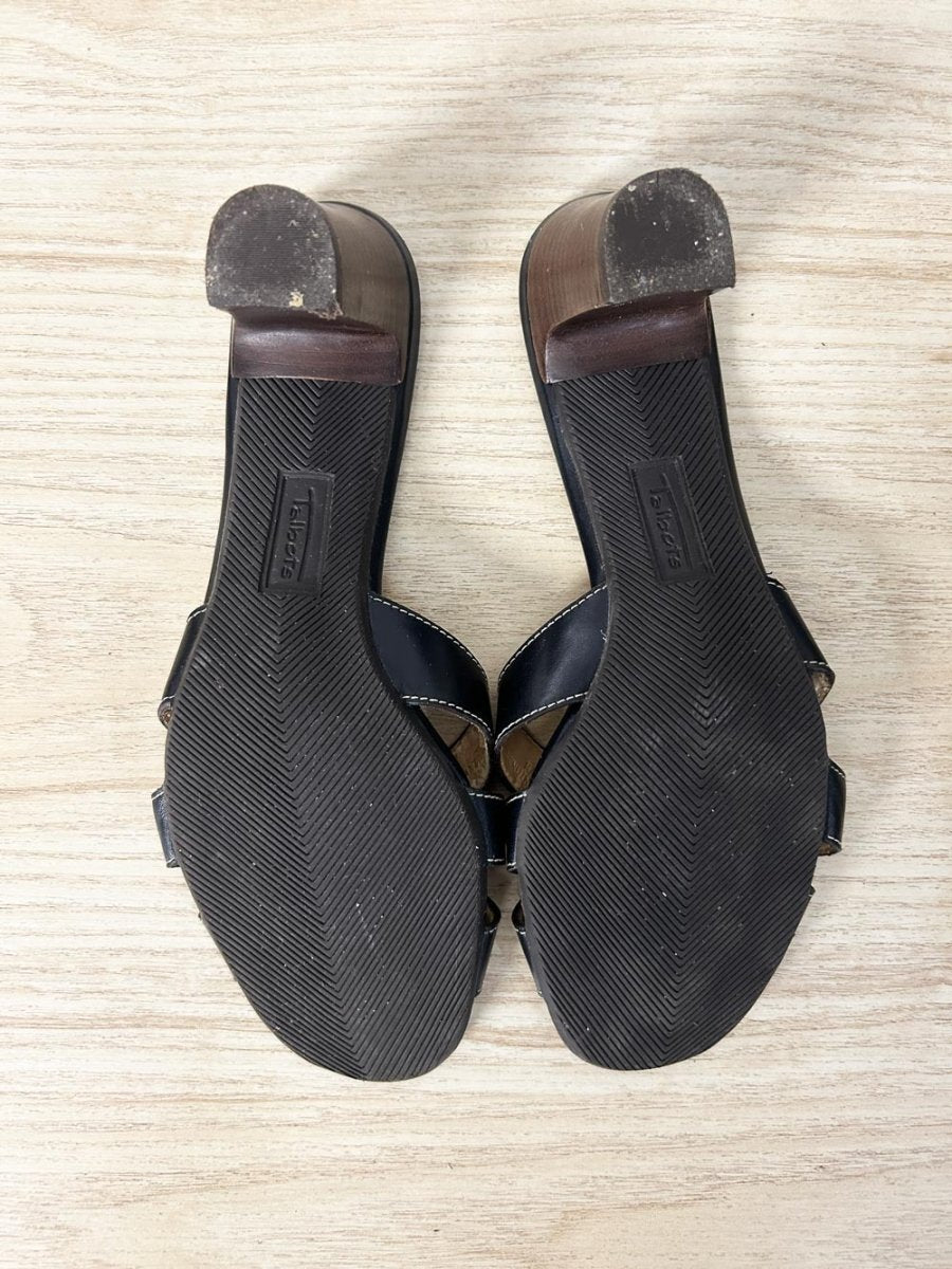 vintage 00s talbots strappy buckle leather slip on sandals - good market thrift store