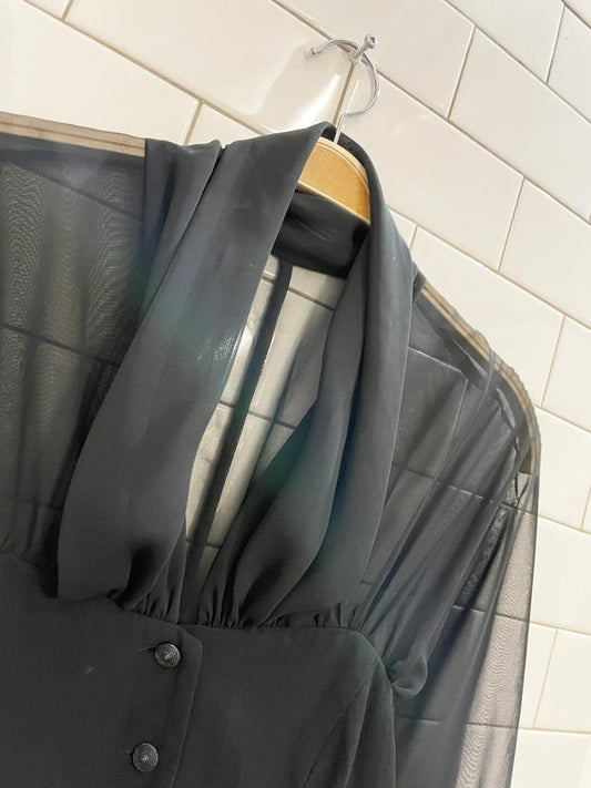 vintage linda baday corset pleated chiffon blouse - good market thrift store