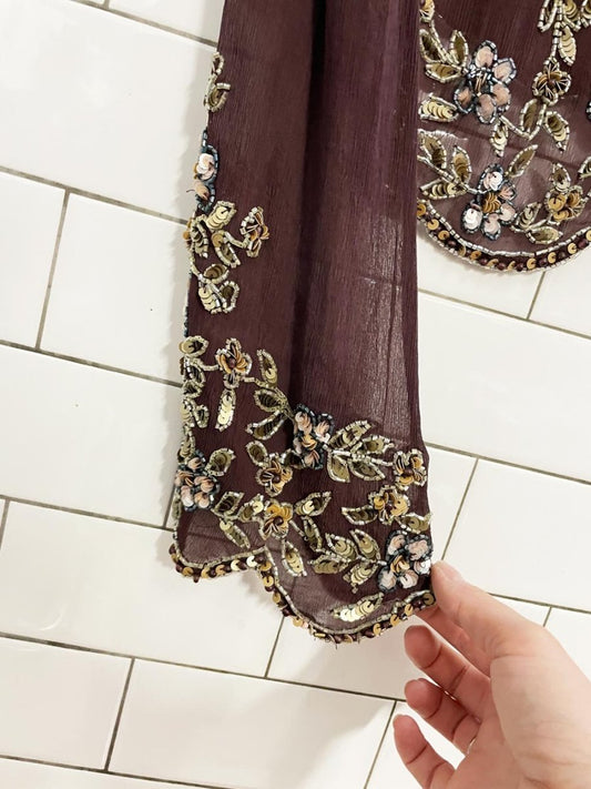 vintage beatrice silk chiffon beaded cardigan - good market thrift store