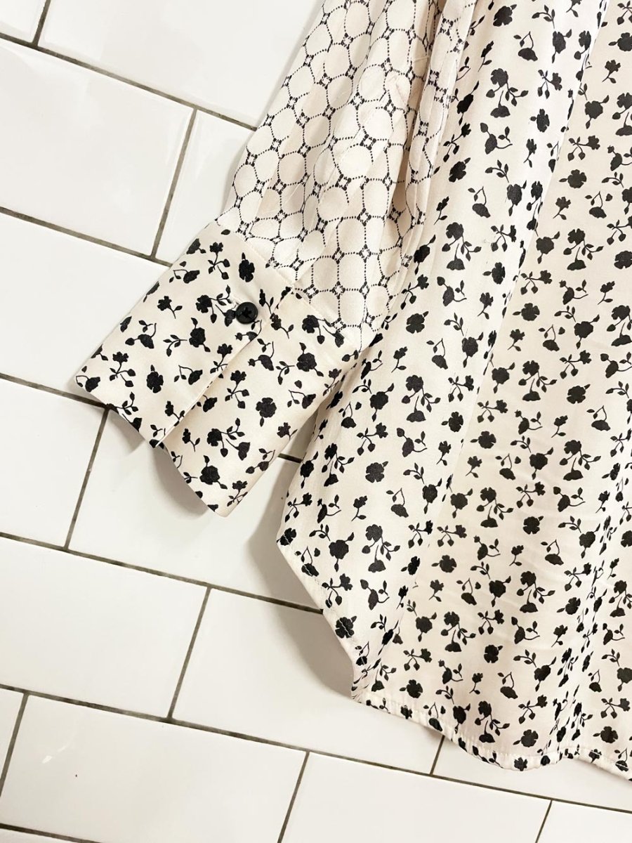 club monaco floral + diamond web satin shirt - good market thrift store