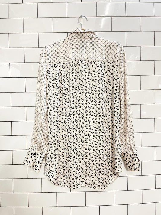 club monaco floral + diamond web satin shirt - good market thrift store