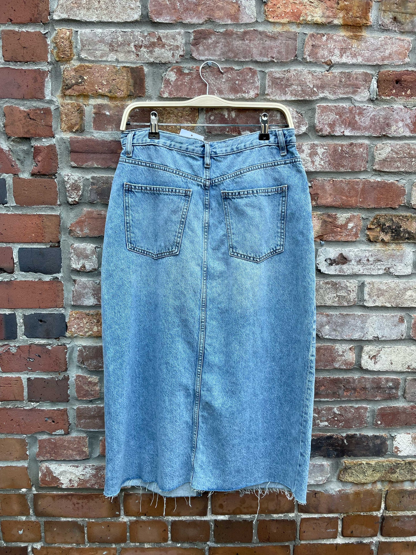 mango anais denim midi skirt