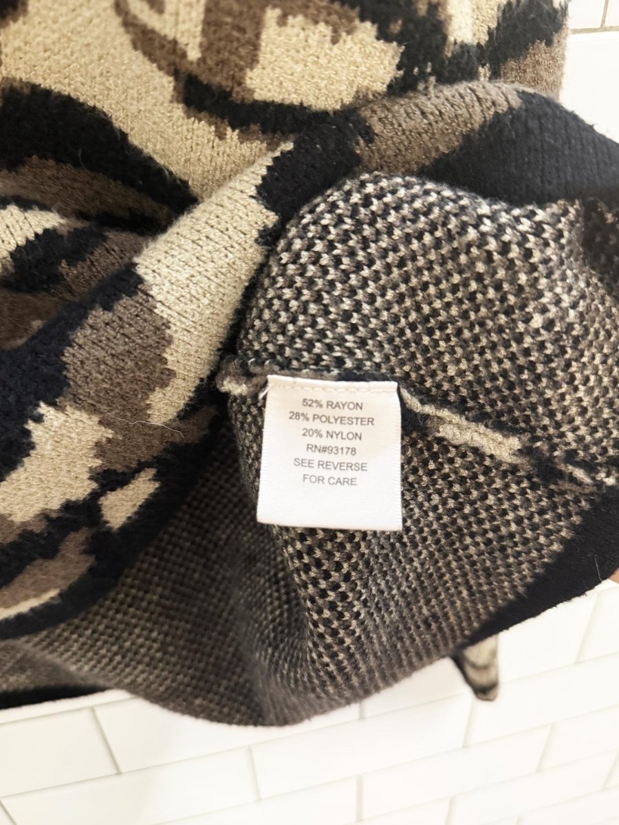 philosophy boxy camo cozy knit sweater - good market thrift store