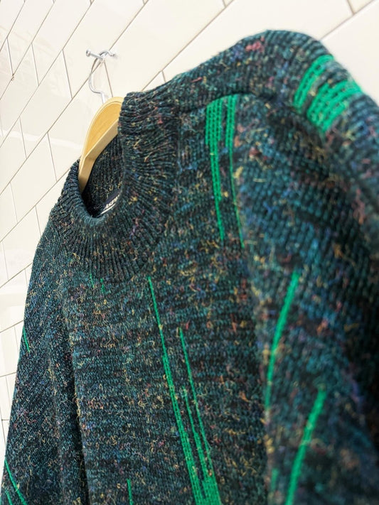vintage asphalt abstract knit dad sweater - good market thrift store