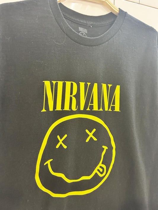 nirvana smiley double sided graphic tee