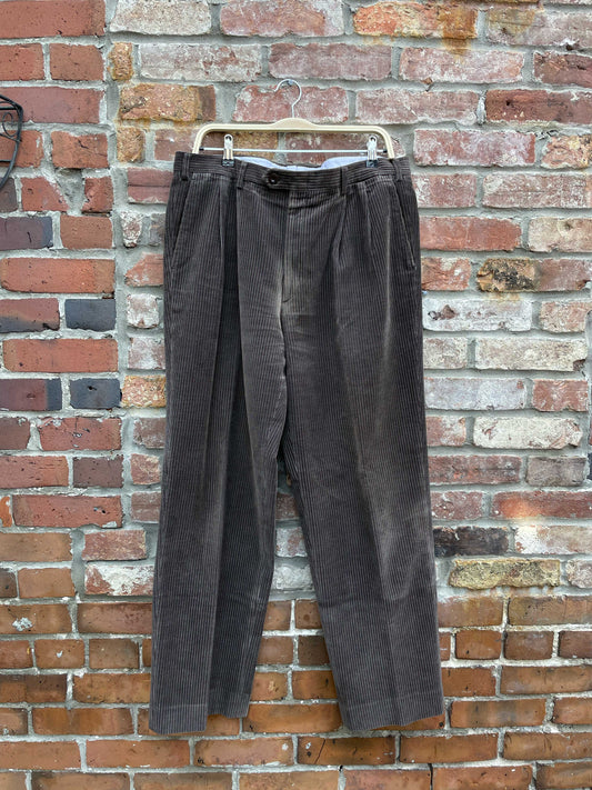 brioni cannes chunky cord pleated trouser