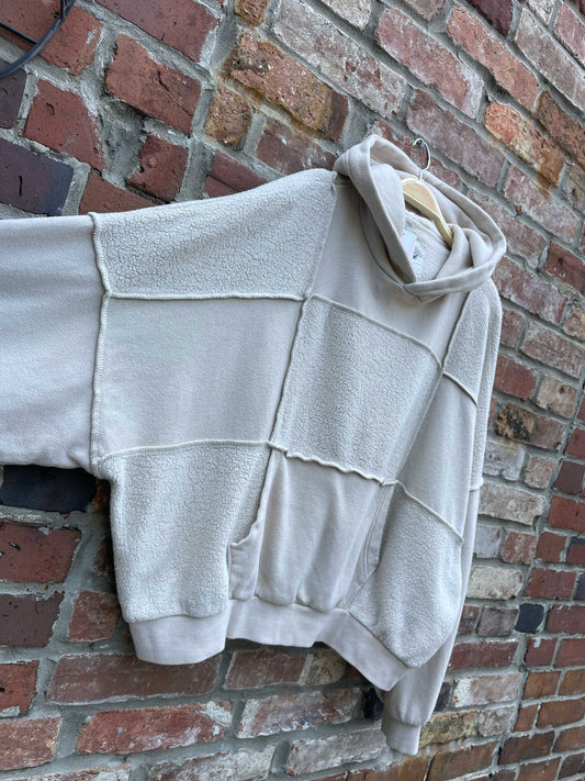 aerie oversized sherpa patchwork hoodie