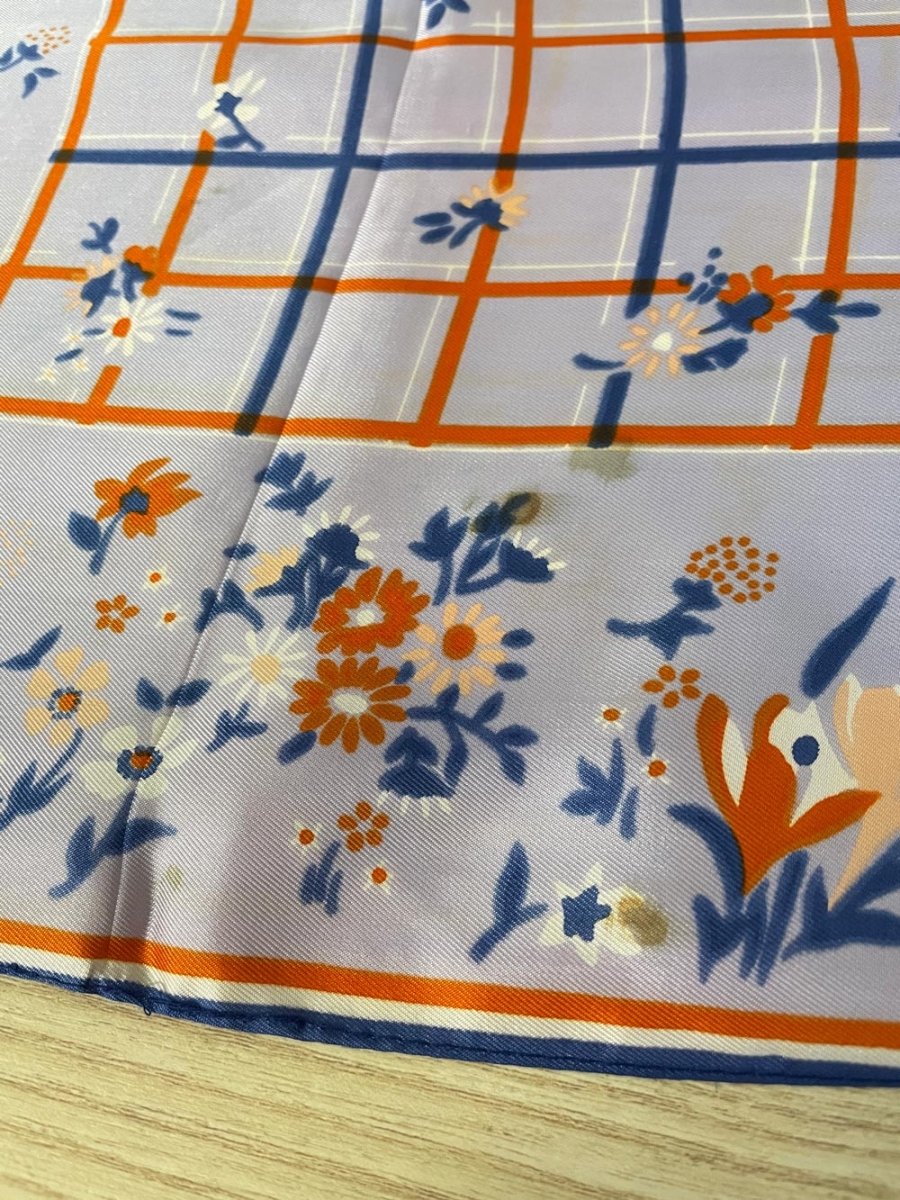 retro floral picnic poly square scarf - good market thrift store