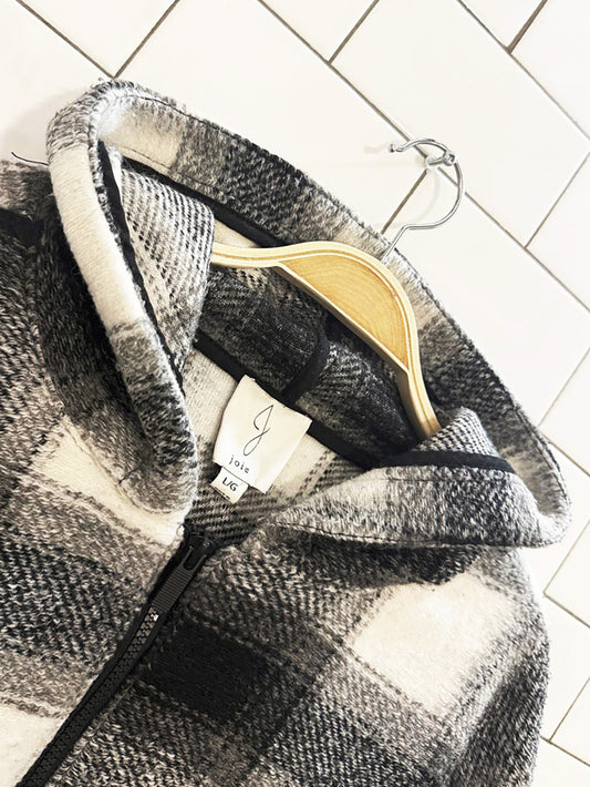 joie 1/2 zip plaid flannel hooded sweater