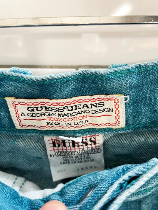 vintage 90s guess denim mini skirt | made in USA - good market thrift store