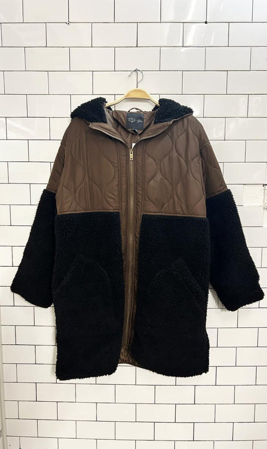rd quilted sherpa combo long coat - good market thrift store
